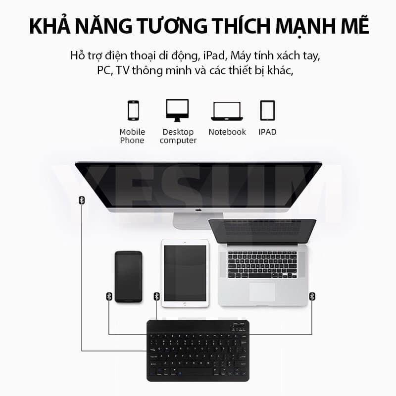 Bàn phím bluetooth ko dây tương thích mọi loại máy từ IPtablet táo android lap top