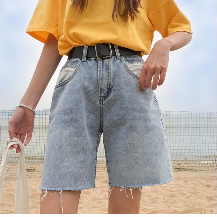 Quần đùi denim phong cách Hàn Quốc cá tính cho nữ | BigBuy360 - bigbuy360.vn