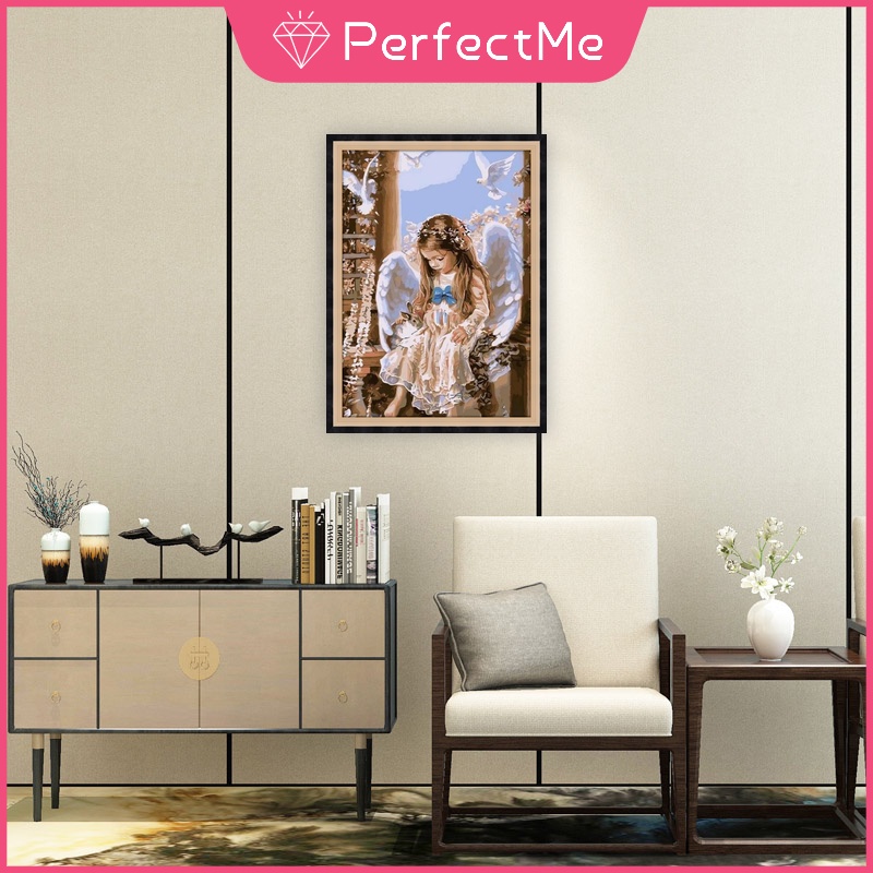 Bộ Tranh Đính Đá 5D Tự Làm Hình Thiên Thần Nhỏ 30×40cm Trang Trí Nhà Cửa