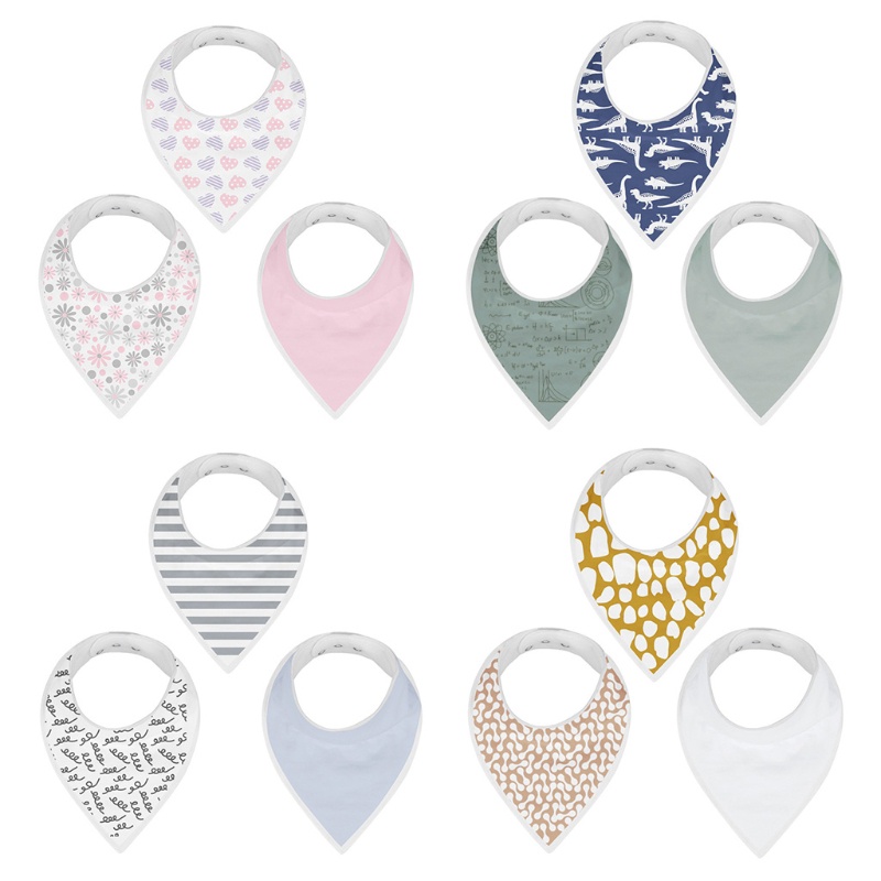 Set 3 Yếm Ăn Cotton Mềm Mại Hình Tam Giác Cho Bé Sơ Sinh