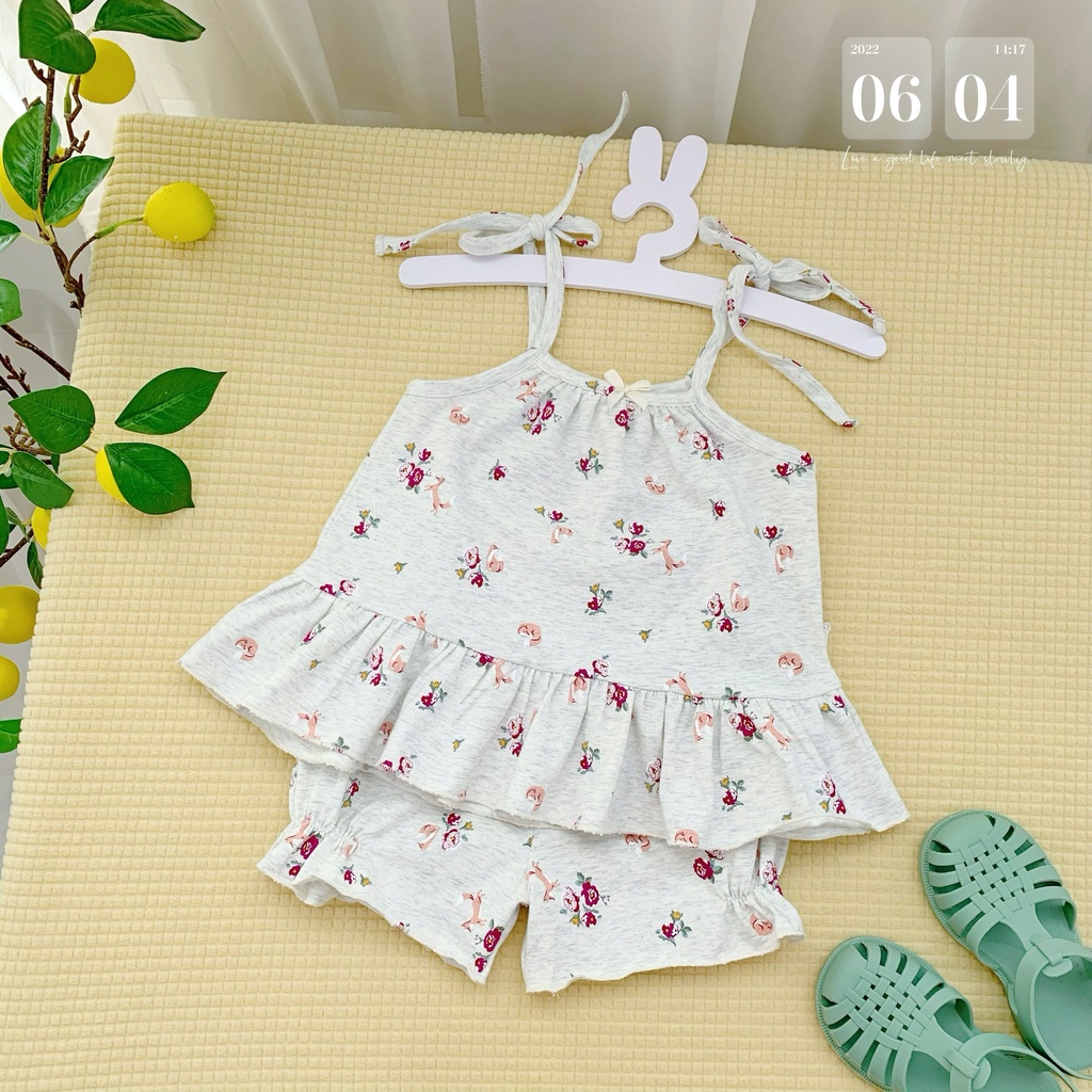 Bộ cotton hai dây bé gái -PITUPI-BEBOONG