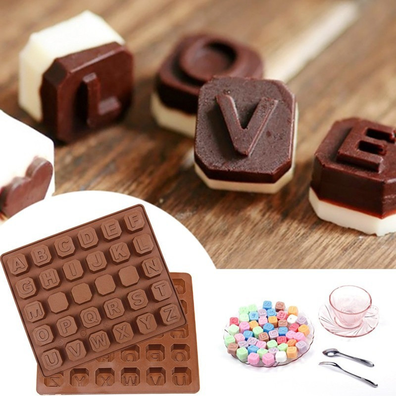 Khuôn silicone Anaeat làm bánh kẹo chocolate 26 ngăn hình chữ cái 15.5 x 18cm