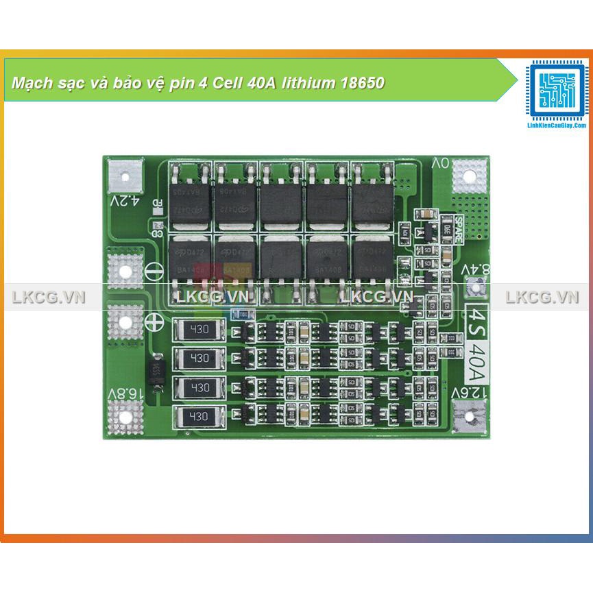 Mạch sạc và bảo vệ pin 4 Cell 40A lithium 18650