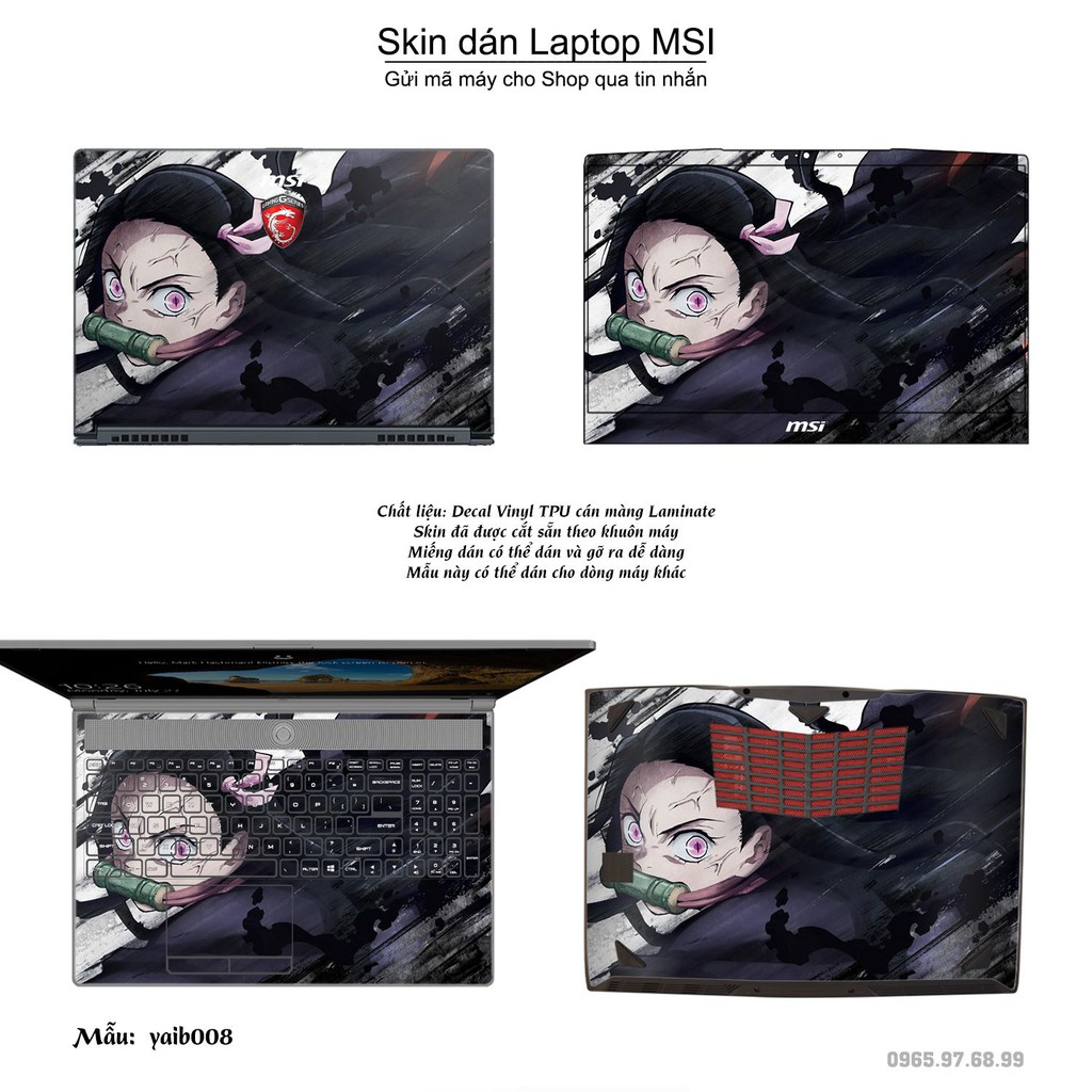 Skin dán Laptop MSI in hình Kimetsu No Yaiba (inbox mã máy cho Shop)