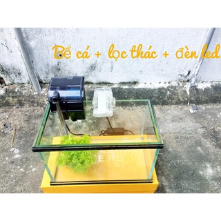 🐬 Bể cá viền kính đen 25cm kèm lọc thác và đèn led hồ cá cảnh ( tặng cây, sỏi, thức ăn )