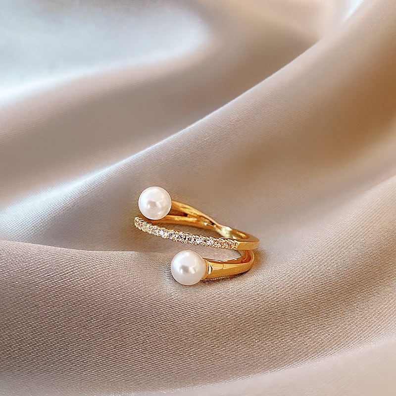 Nhẫn Mạ Vàng Đính Ngọc Trai Nhân Tạo Thời Trang Hàn Quốc