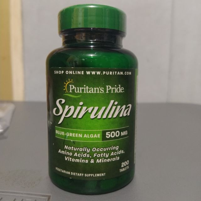 Tảo xoắn Spirulina thải độc - tăng cường miễn dịch, chống lão hóa làm đẹp da Puritan's Pride- Spirulina 500mg 200 viên