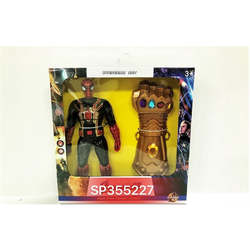 Hộp sn 1T nhện đèn pin nút + găng tay thanos, 736ST-2B (Hộp)
