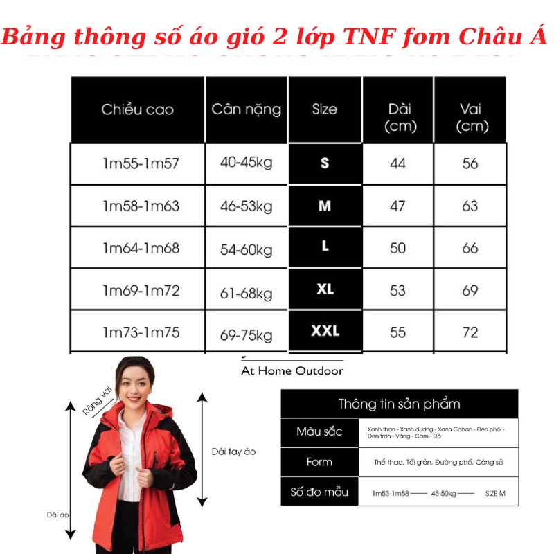 Áo khoác gió nam nữ 2 lớp chống nắng nước size châu á, vải gore tex thể thao-Bảo Hành 12 tháng