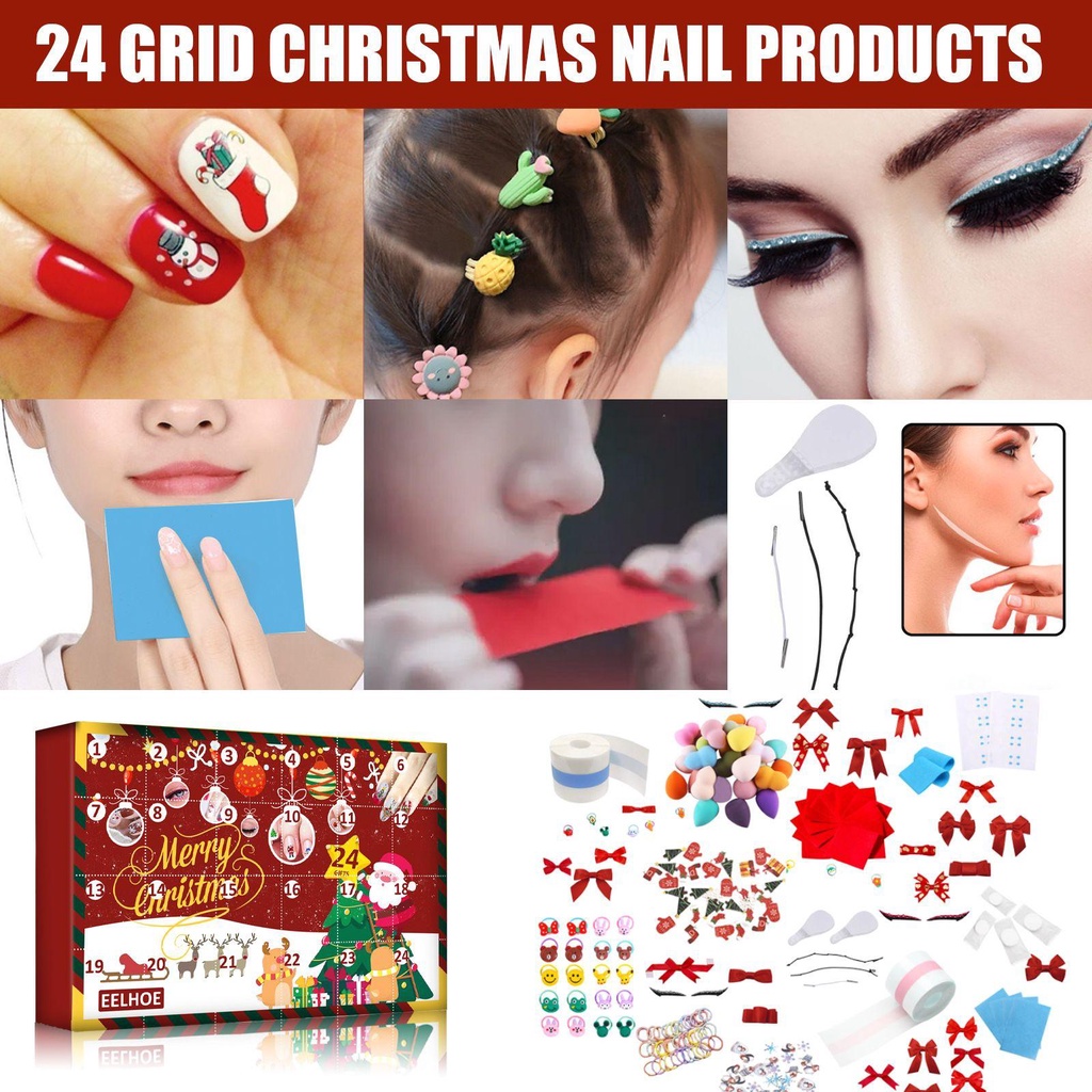 Wttle Hộp Quà Tặng Giáng Sinh Miếng Dán Nâng Cơ Mặt / Móng Tay Ẩn