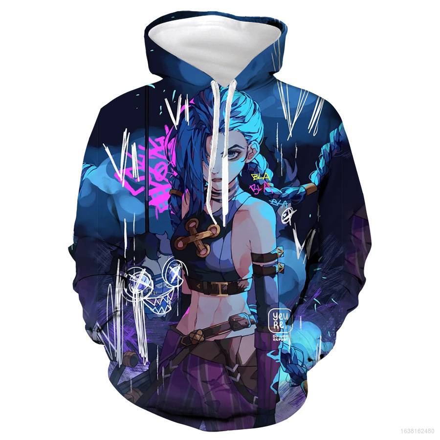 MỚI Áo hoodie tay dài in hình anime Arcane