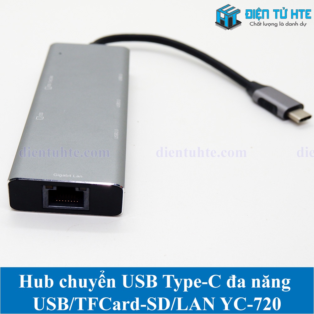 Hub chuyển USB Type-C đa năng sang USB 3.0 - LAN Gigabit - TF SD Card YC-720