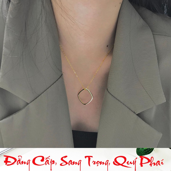 Dây chuyền titan hình vuông 1 viên đá nhỏ siêu đẹp, bền màu, hợp thời trang, dễ phối đồ