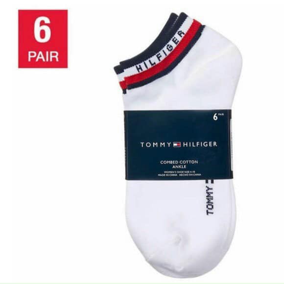 SET 6 ĐÔI TẤT TRẮNG TOMMY HILFIGER MÀU TRẮNG