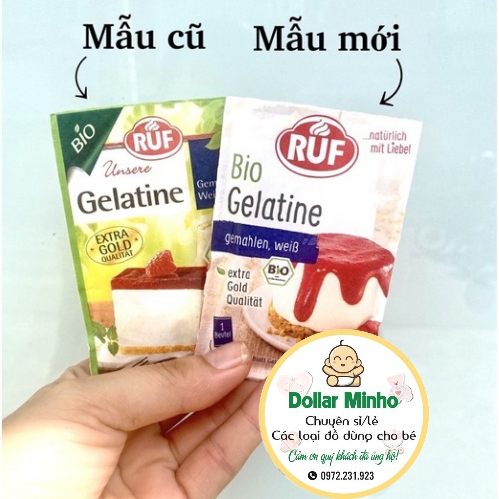 Bột Gelatine hữu cơ Ruf 9g dùng trong chế biến món ăn làm bánh cho bé ăn dặm