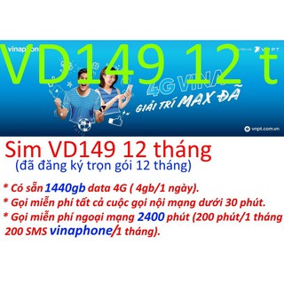 SIM VINA VD14912T – TẶNG 4Gb TỐC ĐỘ CAO VÀ 30 PHÚT NỘI MẠNG/NGÀY - SIM VINAPHONE 4G