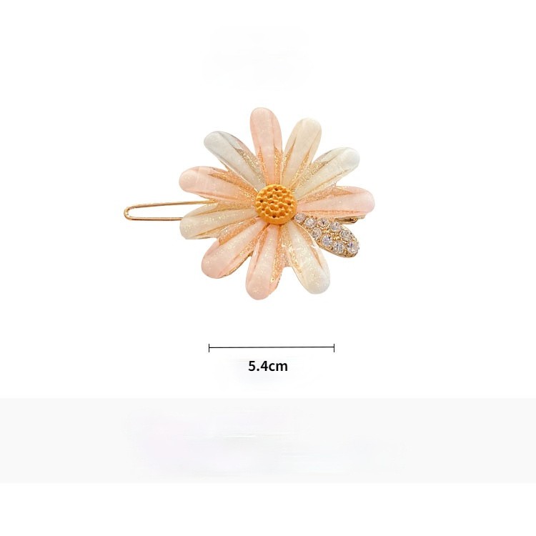 Kẹp tóc hình hoa cúc đính ngọc trai nhiều màu sắc phong cách Nhật Hàn