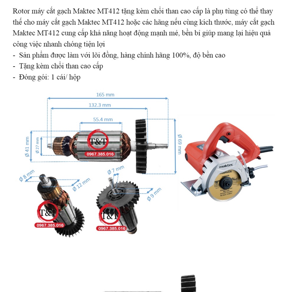 Rotor máy cắt gạch Maktec MT412