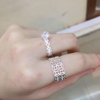 Nhẫn đôi bạc ta Kim tiền Xinh xắn