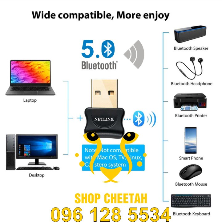 USB Bluetooth 5.0 Netlink – Chính Hãng Netlink bảo hành 1 năm – Hỗ trợ máy tính kết nối Bluetooth với các thiết bị khác