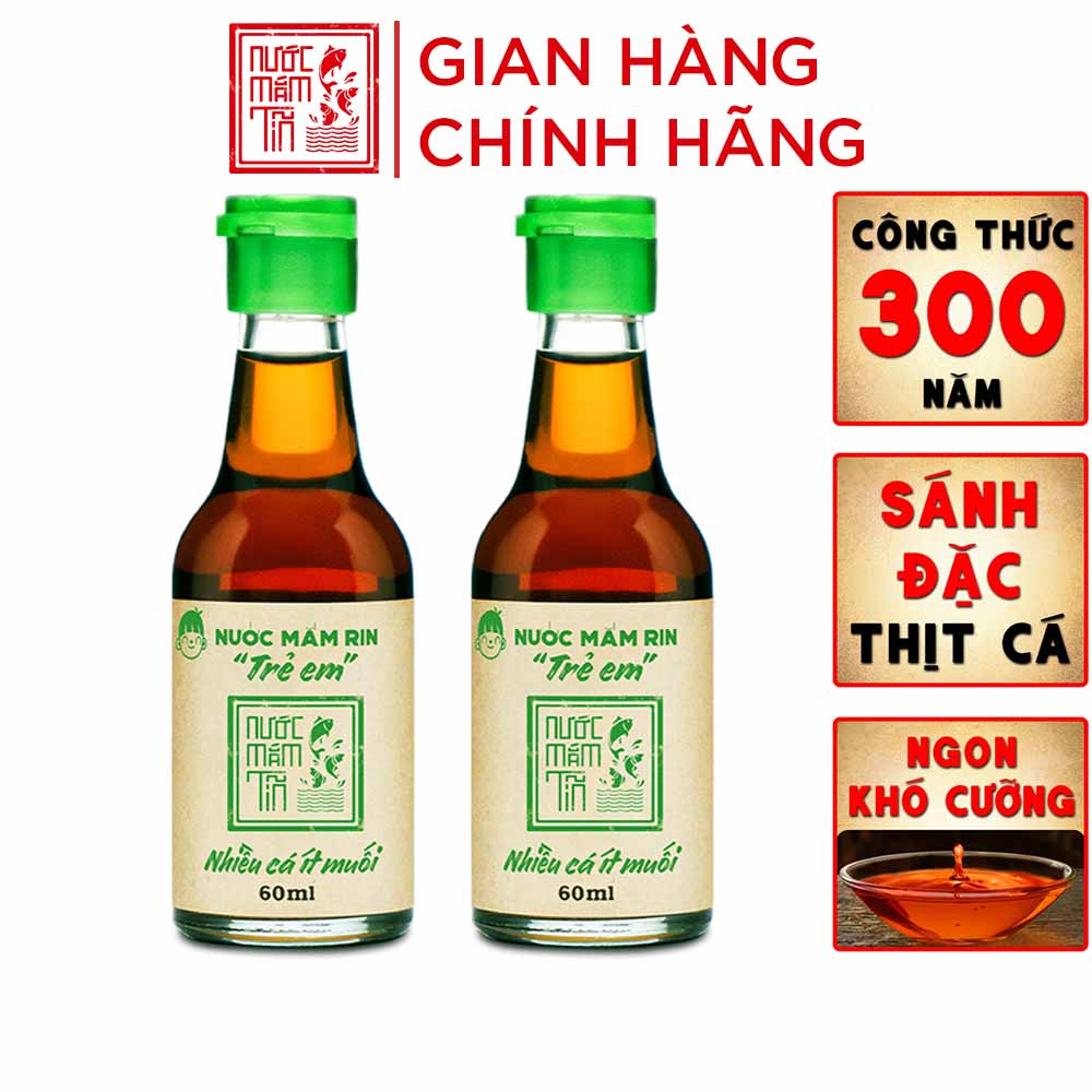 Combo 2 Chai Nước Mắm Tĩn Trẻ Em Cho Bé Ăn Dặm Độ Đạm 42N 60ml/chai nhiều cá ít muối