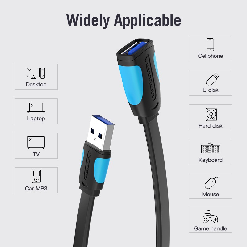 Dây cáp mở rộng USB 2.0/ 3.0 Male sang cáp mở rộng USB 3.0 Female