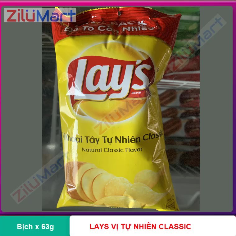 [HỎA TỐC HCM] Snack khoai tây Lay's vị tự nhiên classic loại 63g