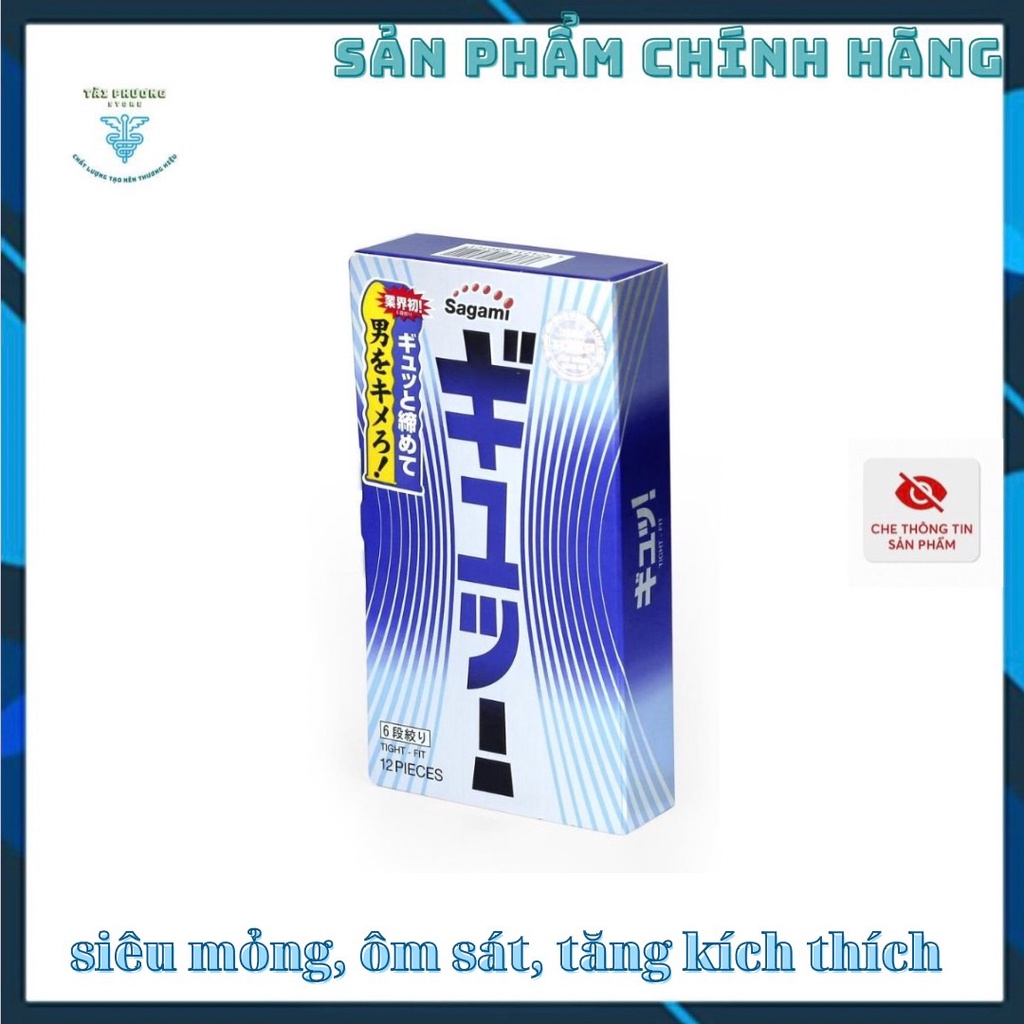 Bao Cao Su Sagami TightFit, siêu mỏng, ôm khít, tăng kích thích - Hộp 12 chiếc