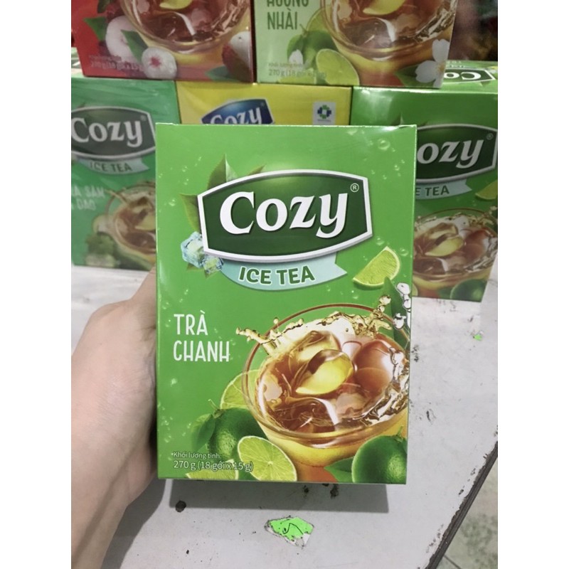Trà Cozy IceTea các Hương Đào-Chanh-Sâm Bí Đao-Chanh Hương Nhài-Vải-Matcha Trà sữa 3in1- Gừng