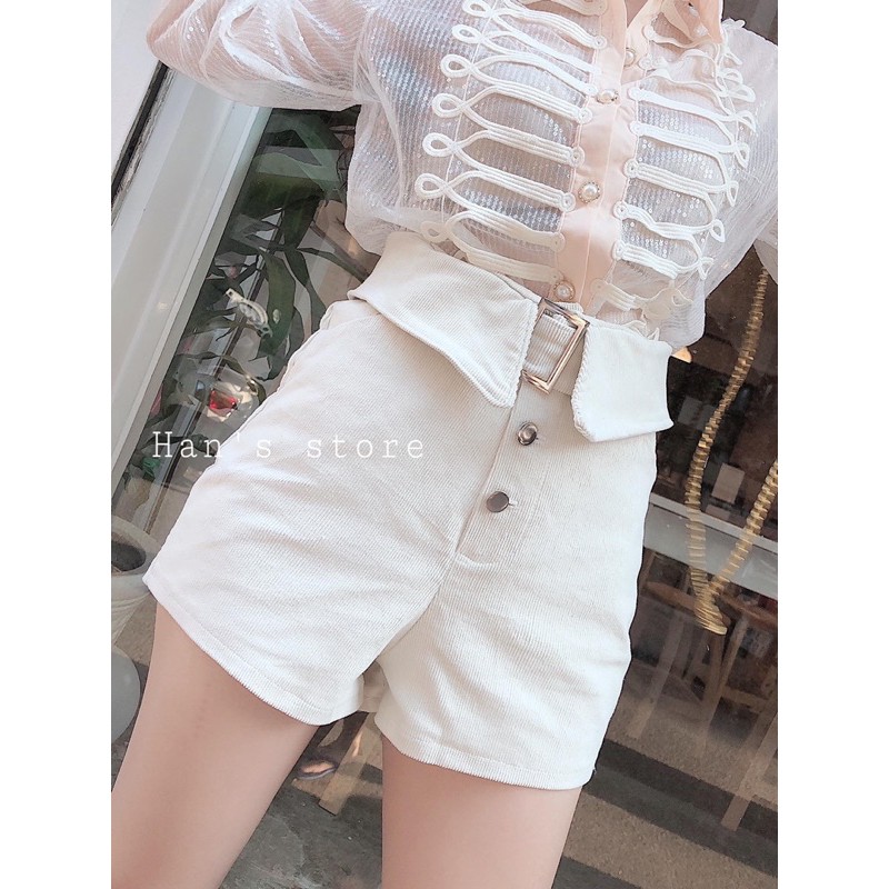 QUẦN SHORT NHUNG KÈM ĐAI