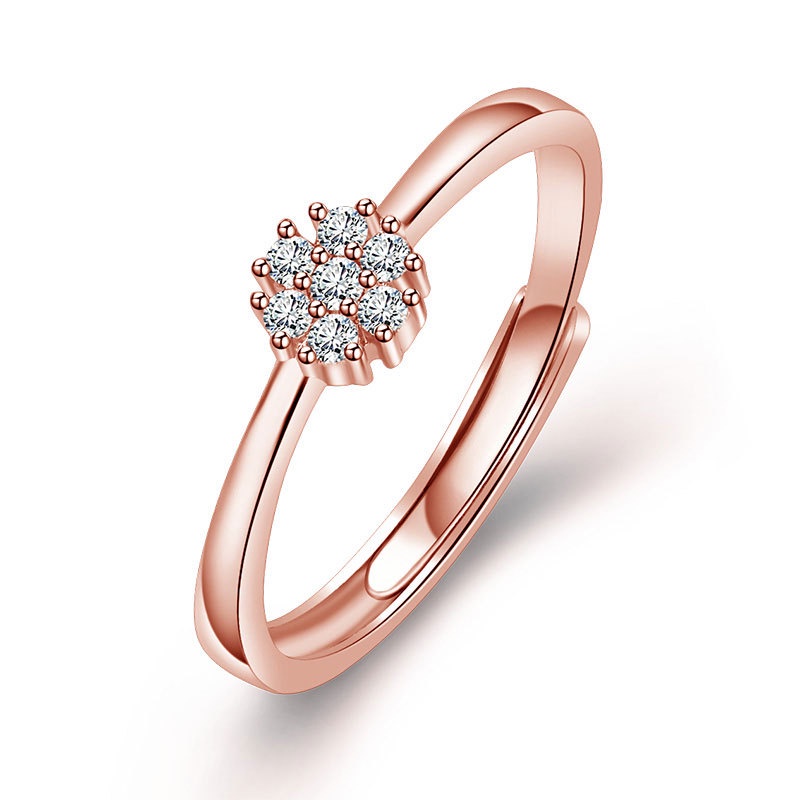 Nhẫn Hở Mạ Vàng Hồng 18K Đính Đá Zircon Có Thể Điều Chỉnh