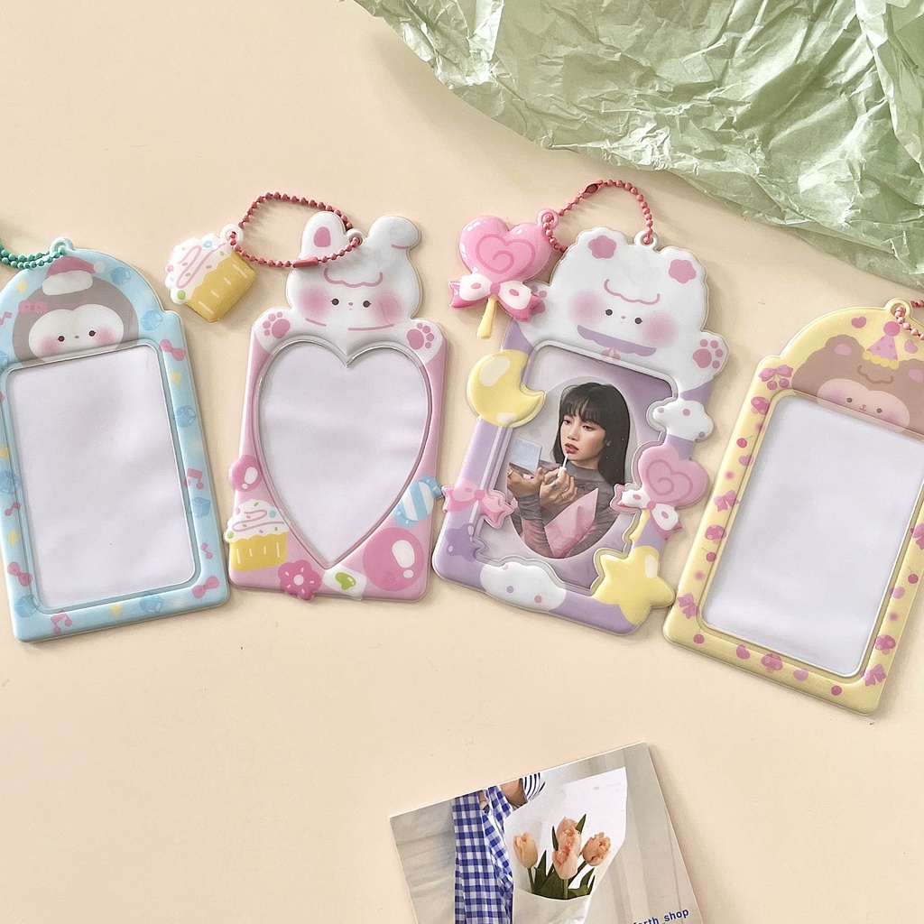 Móc Khóa Đựng Thẻ/Ảnh/Thẻ Hình Xe Buýt/Thẻ ID Phối Móc Khóa Kiểu Kpop Dễ Thương