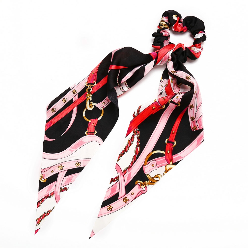 Dây cột tóc Scrunchies bằng lụa satin màu trơn phối dây cột nơ xinh xắn DIY