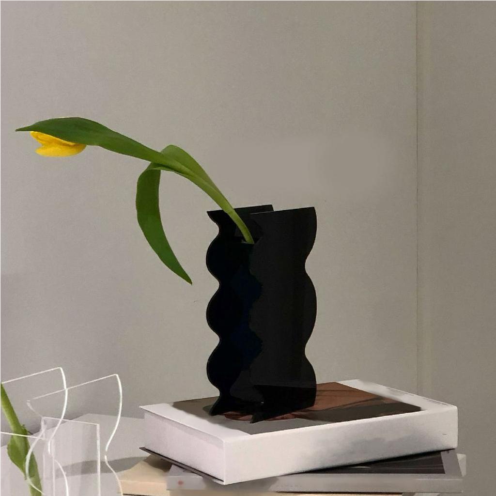 Bình cắm hoa bằng acrylic phong cách Bắc Âu - hiện đại Hình dạng lượn sóng độc đáo cho bàn phòng khách ngủ - Nitrogen071