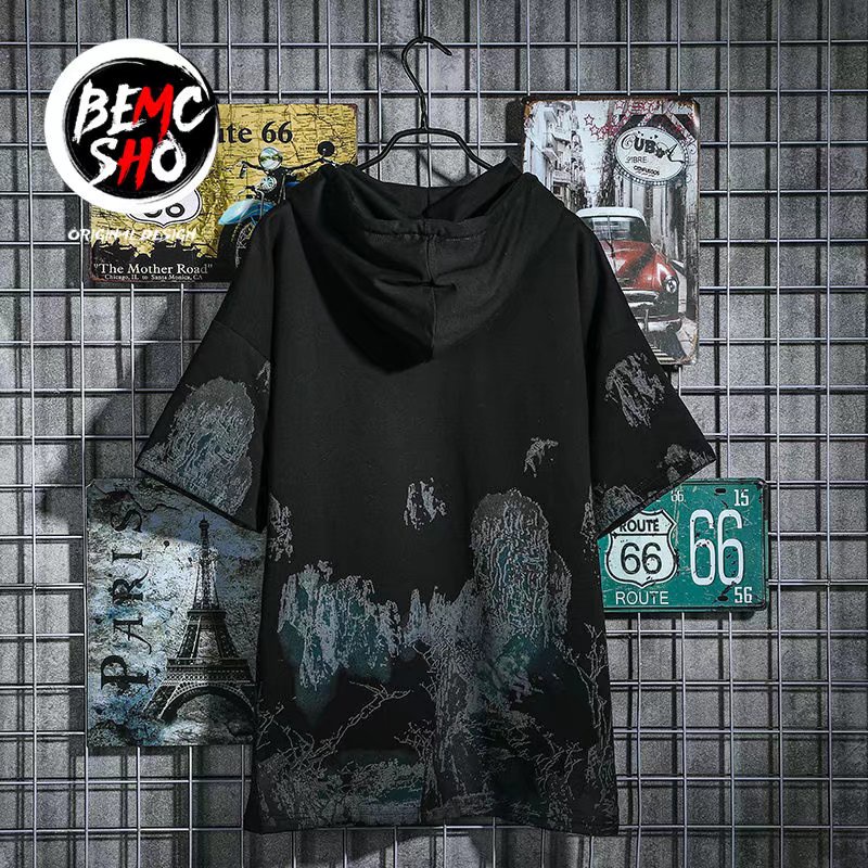 Áo Thun Hoodie Tay Ngắn Dáng Rộng Phong Cách Hip Hop Đường Phố Thời Trang Mùa Hè 5Xl