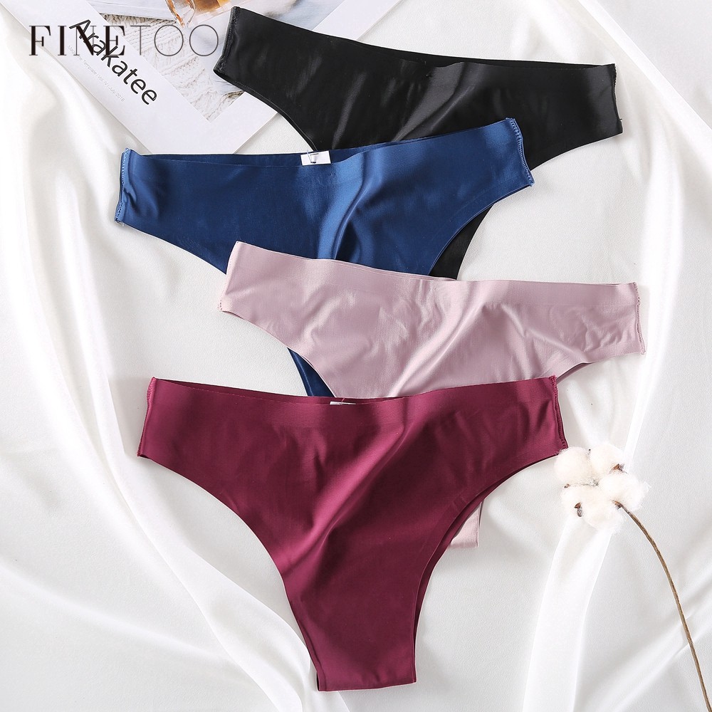 FINETO Hàng mới về G-string Quần lót màu Lụa liền mạch Rượu vang đỏ Phụ nữ Cô gái Quần lót Quần lót