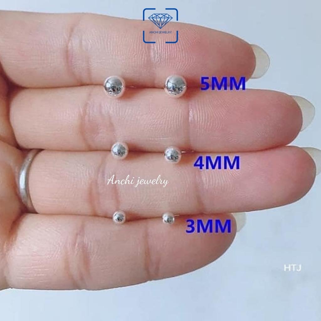 Khuyên tai nụ bi tròn nhiều size, chuẩn bạc ý 925 cao cấp - Anchi jewelry