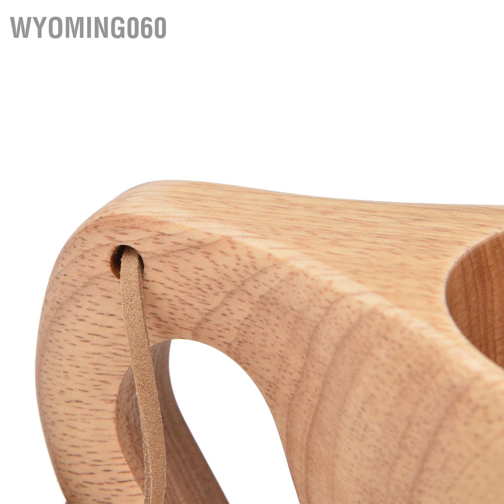Wyoming060 Wooden Coffee Cup with Handle Hanging Buckle Milk Drinking Portable Wood Mug for Household