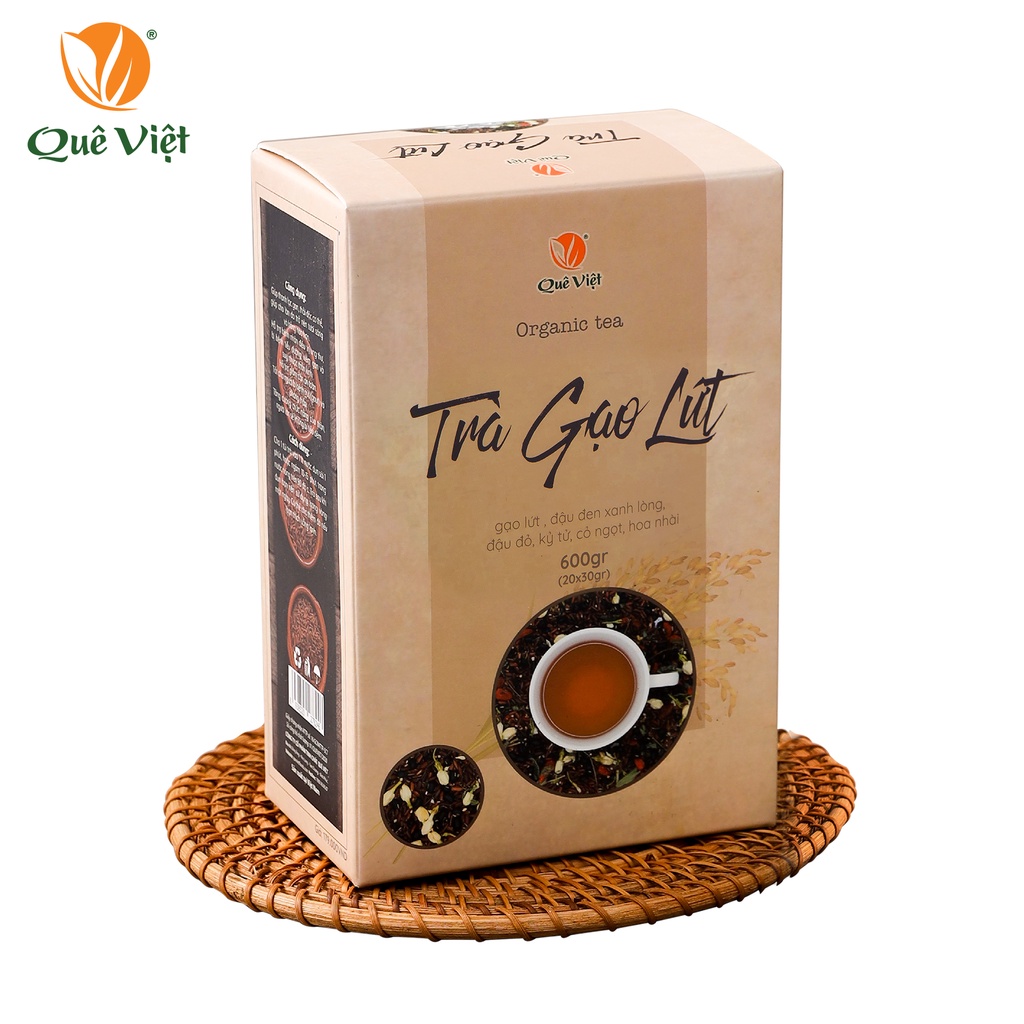 Combo 2 hộp Trà gạo lứt Quê Việt thanh lọc gan, giải độc cơ thể nguyên liệu tự nhiên an toàn 600gr/hộp | BigBuy360 - bigbuy360.vn