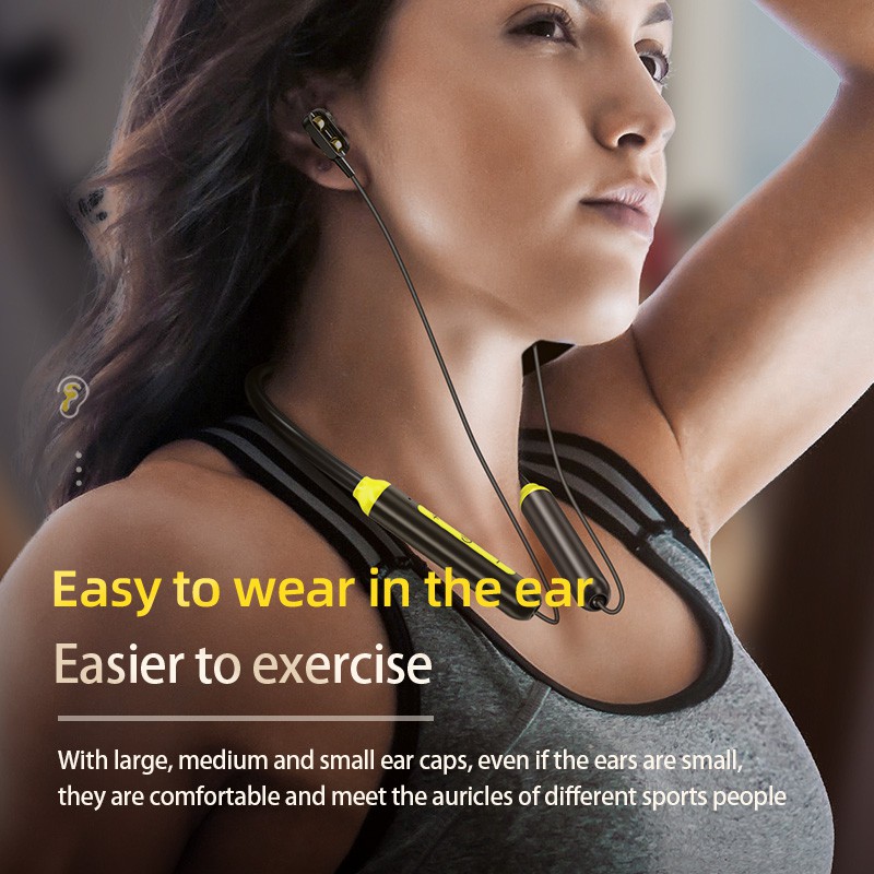 Tai Nghe Không Dây Bluetooth Vanteenie 5.1 9D Âm Thanh Siêu Trầm Có Micro Đeo Cổ Phong Cách Thể Thao Cho Nữ