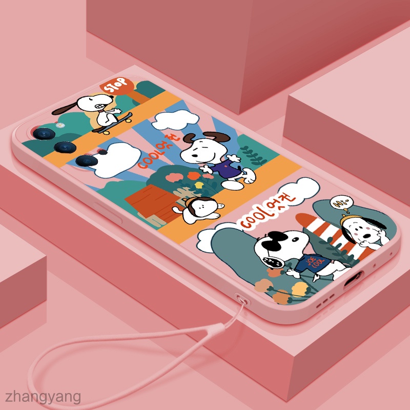 Ốp Điện Thoại Silicone In Hình Snoopy Có Dây Đeo Cho oppo reno 4 reno 5 reno 3 reno2 f reno 2