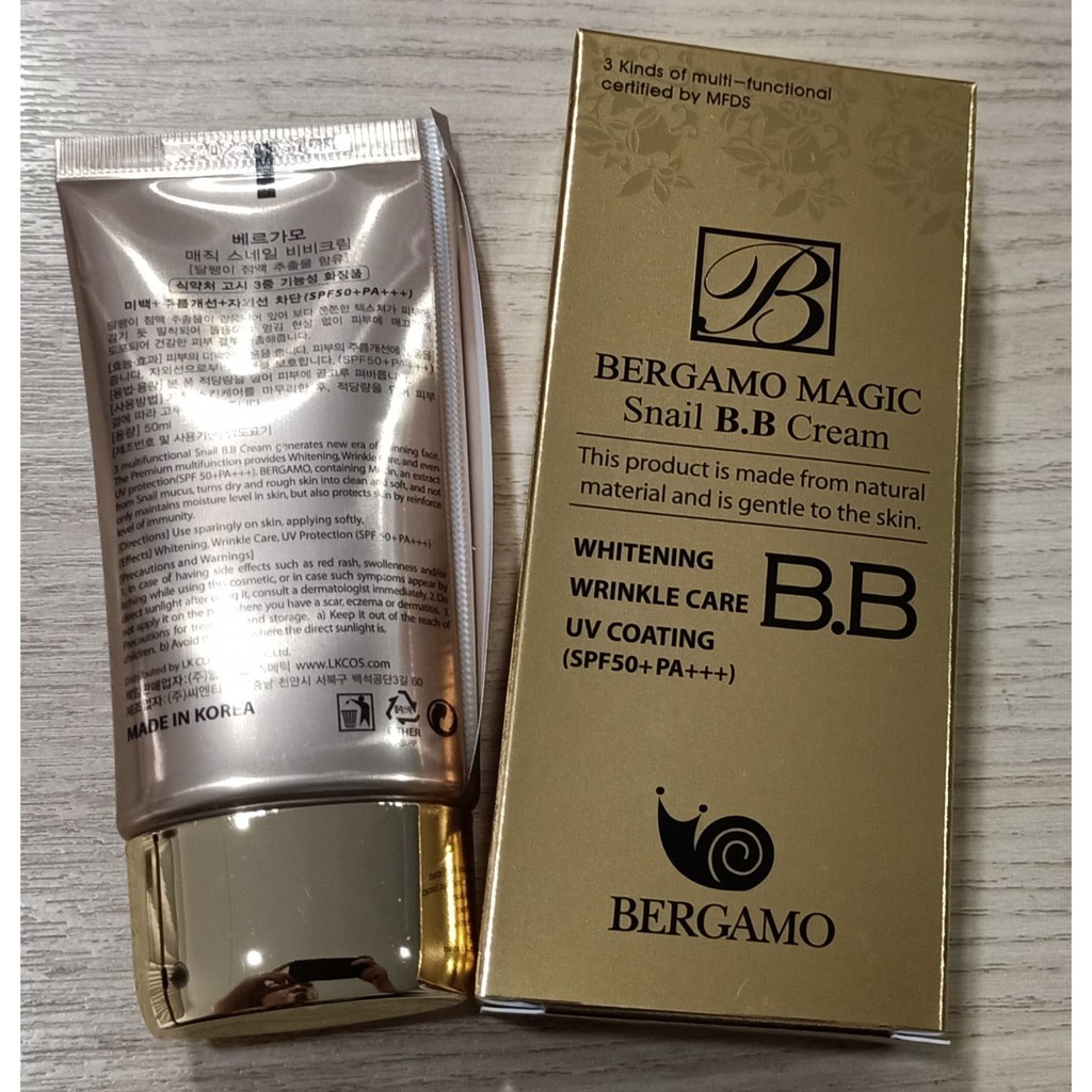 ( THANH LÝ) Kem nền BB cream tinh chất từ ốc sên BERGAMO MAGIC SNAIL B.B CREAM SPF50 PA+++ 50mL- Như hình | BigBuy360 - bigbuy360.vn