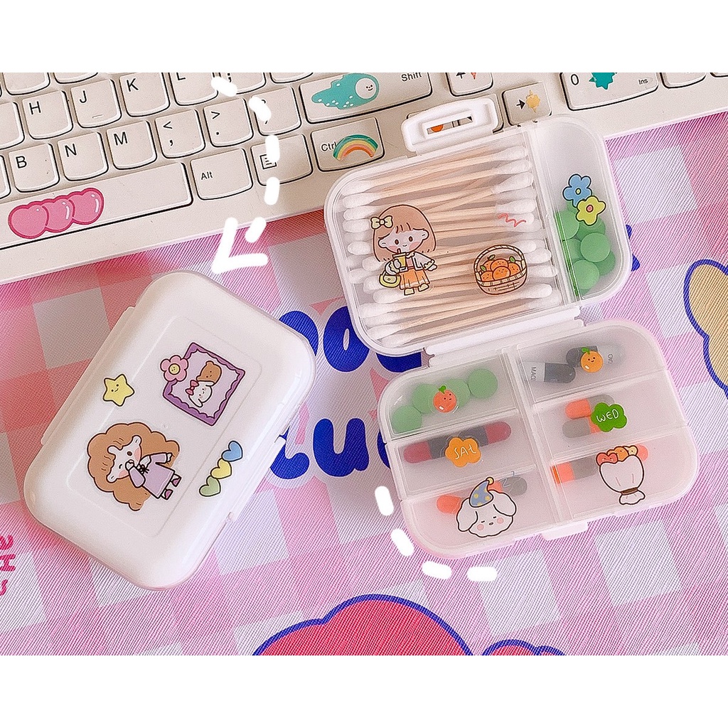 Hộp đựng trang sức/thuốc uống/đinh vít mini nắp đậy trong suốt tiện dụng