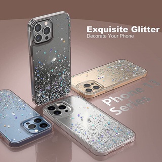 Ốp Điện Thoại Mềm Trong Suốt Phối Kim Tuyến Sang Trọng Dành Cho iPhone 11 12 13 Pro Max XS X XR 7 8 Plus SE 2020