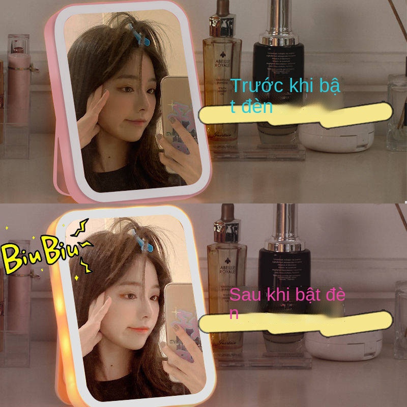 Led Net Red Makeup Mirror với đèn làm đẹp Ký túc xá máy tính bảng Máy tính bảng Gương nữ gấp sinh viên Portable Mir | BigBuy360 - bigbuy360.vn