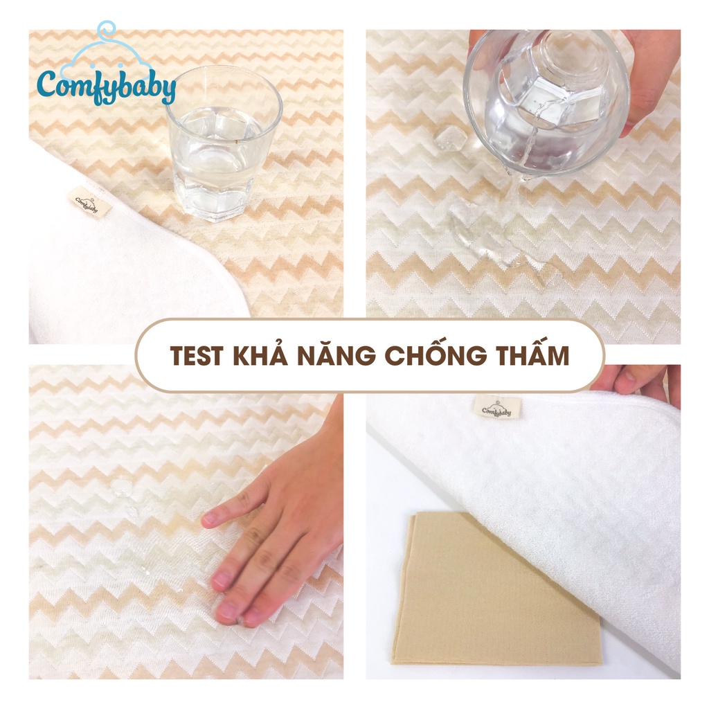 Tấm lót chống thấm thay tã cho bé 4 lớp vải Organic Comfybaby 100% cotton hữu cơ cao cấp, kháng khuẩn, thoáng khí PAD2