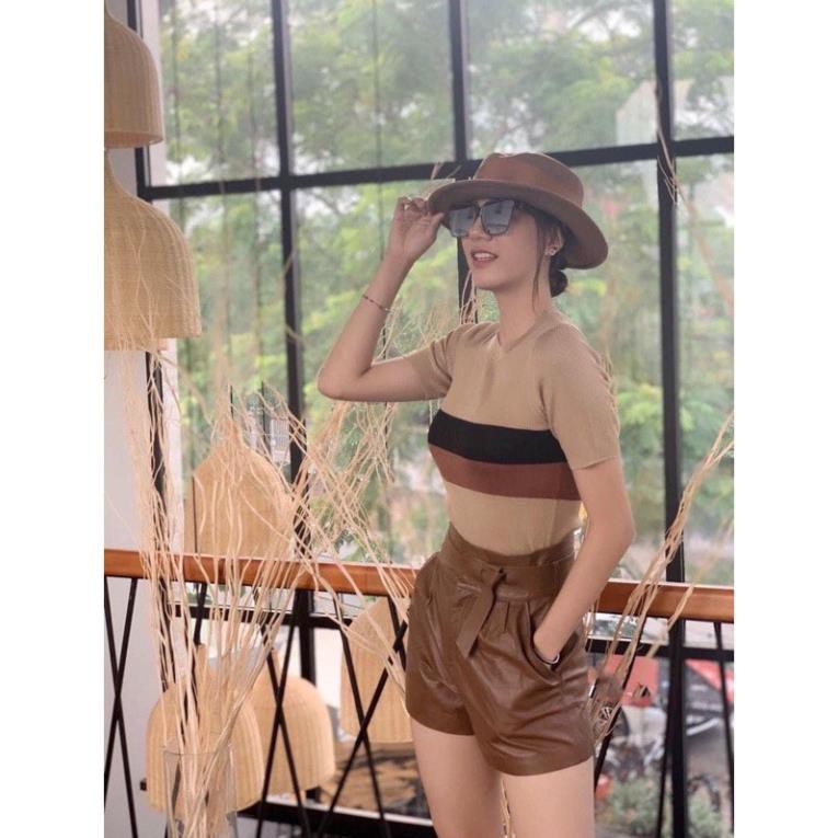 ÁO LEN MONGTOGHI CỘC TAY NỮ PHA KẺ SANG LẮM | BigBuy360 - bigbuy360.vn