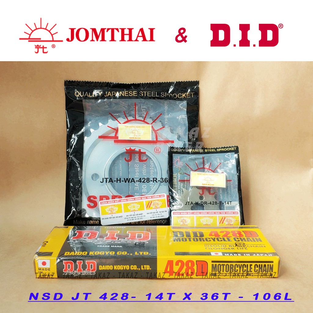 B2 ( WAVE RS 106L ) Nhông Dĩa Mặt Trời Sên DID Nhật Honda Wave S, Wave RS 14 x 36 x106L JOMTHAI