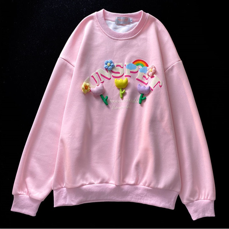 Áo sweater Mỏng Cổ Tròn In Họa Tiết Dễ Thương Thời Trang Mùa Thu Cho Nữ