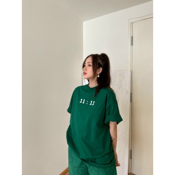 Áo thun tay lỡ 11.11 màu xanh cổ vịt hottrend CoolZ phông Unisex nam nữ Cotton oversize form rộng phong cách